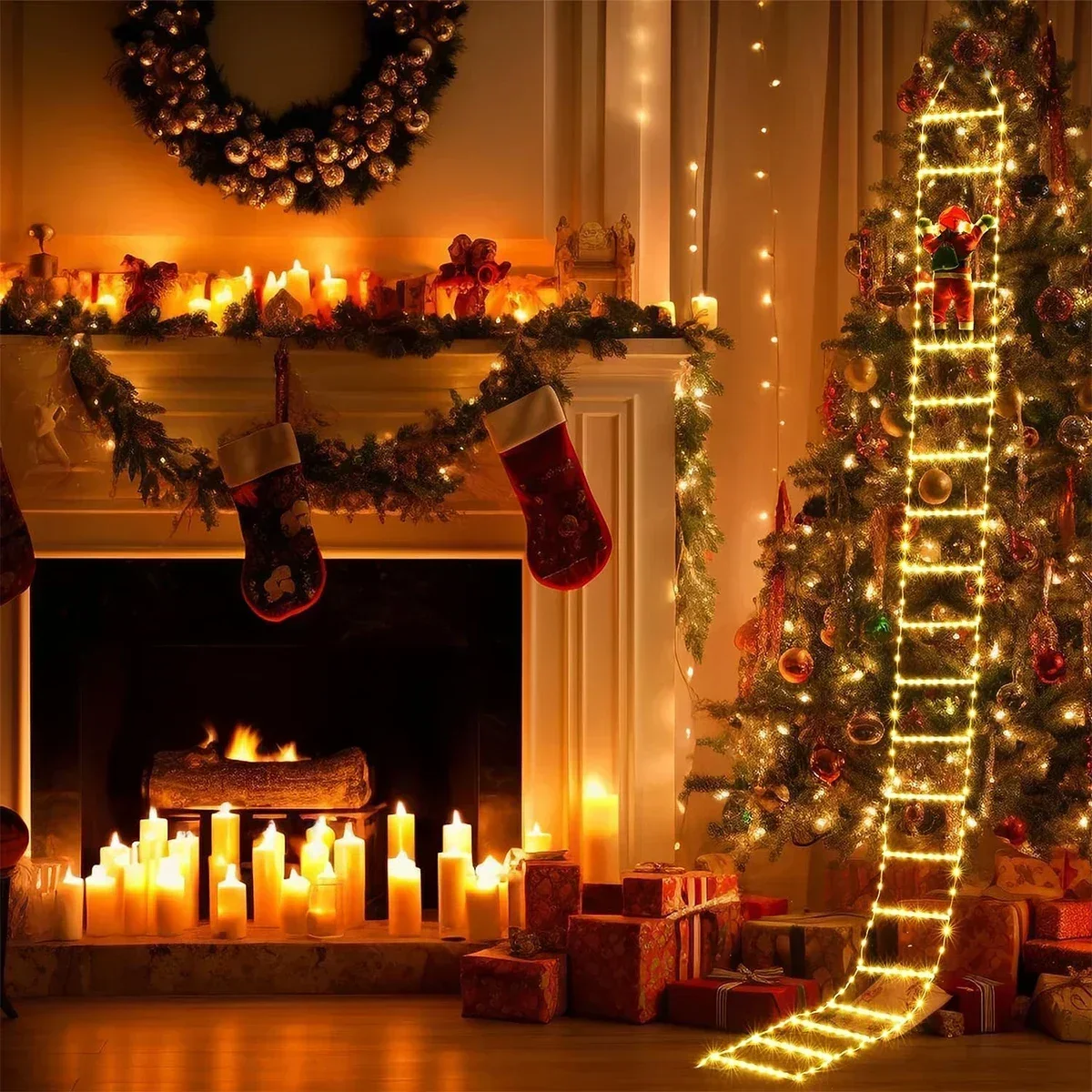 LED Ladder Light for Santa Claus Home Christmas Decor String Lamp Indoor Outdoor Window Garden Xmas Tree Hanging Strip Light - view 3