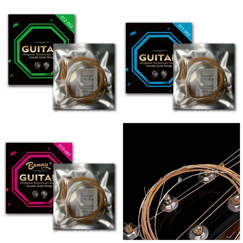 1 Set 010 011 012 Folk Guitar Strings Coated Phosphorous Copper Guitar Strings Antirust Good Sound Folk Guitar Wire Guitarist