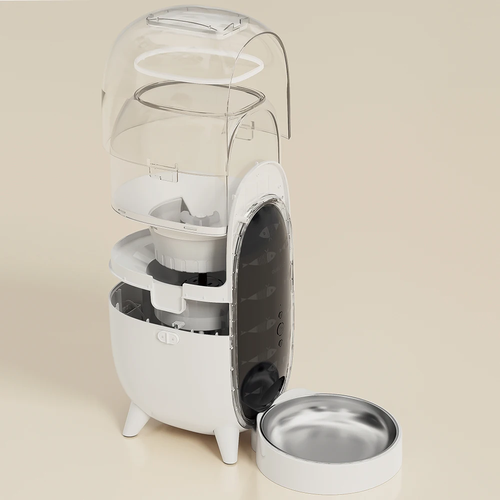 

Portable Pet Dog Feeder Stainless Steel Bowl New Product for Real-Person Recording Timed Feeding Charge-Powered Plastic Material