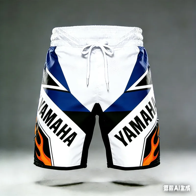 

2026 Summer New Yamaha White Flame Fashion Sports Outdoor Fitness Shorts, Men Women Casual Motorcycle Riding Shorts