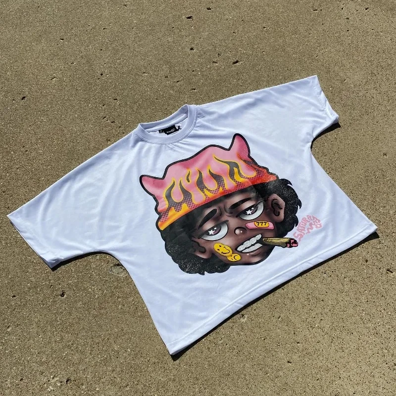 T-shirt da uomo con stampa divertente t-shirt girocollo allentata taglie forti