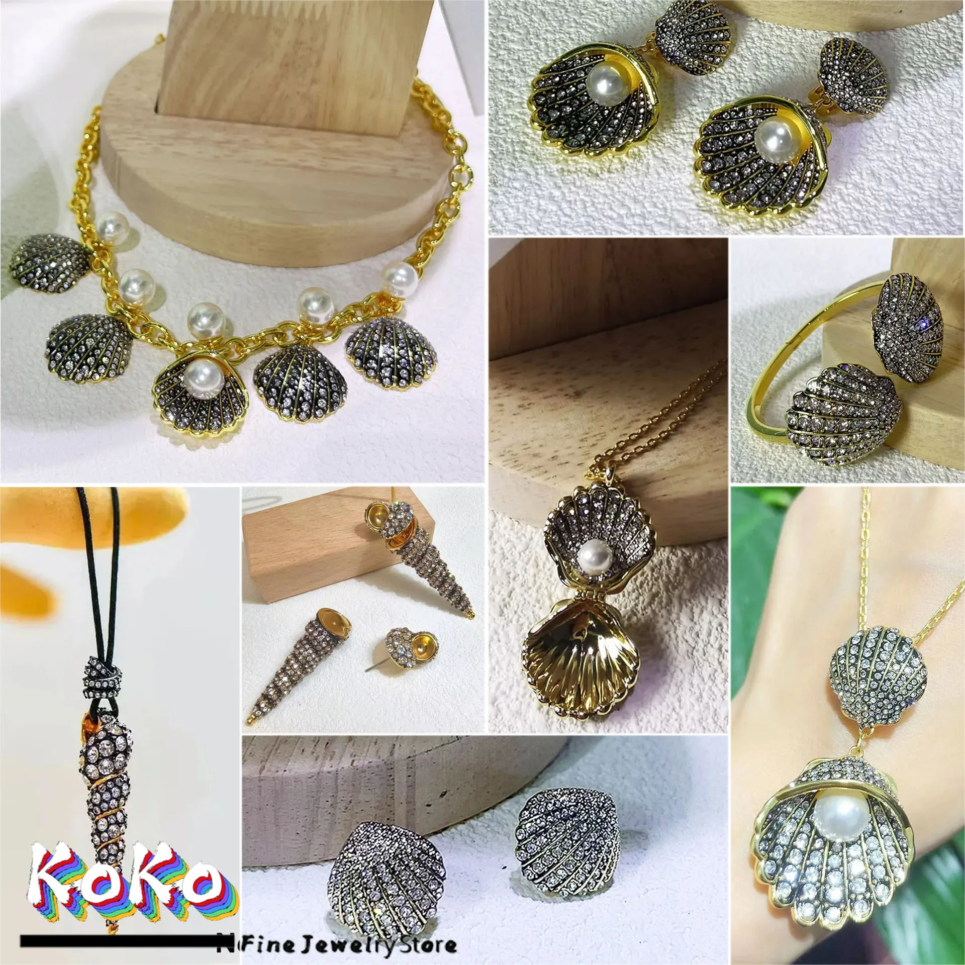 

Original 2025 Charms Shell Necklace Fine Jewelry Set Luxury Shell Necklace Pearl Earring Bracelet Ring Jewelry for Women Gifts