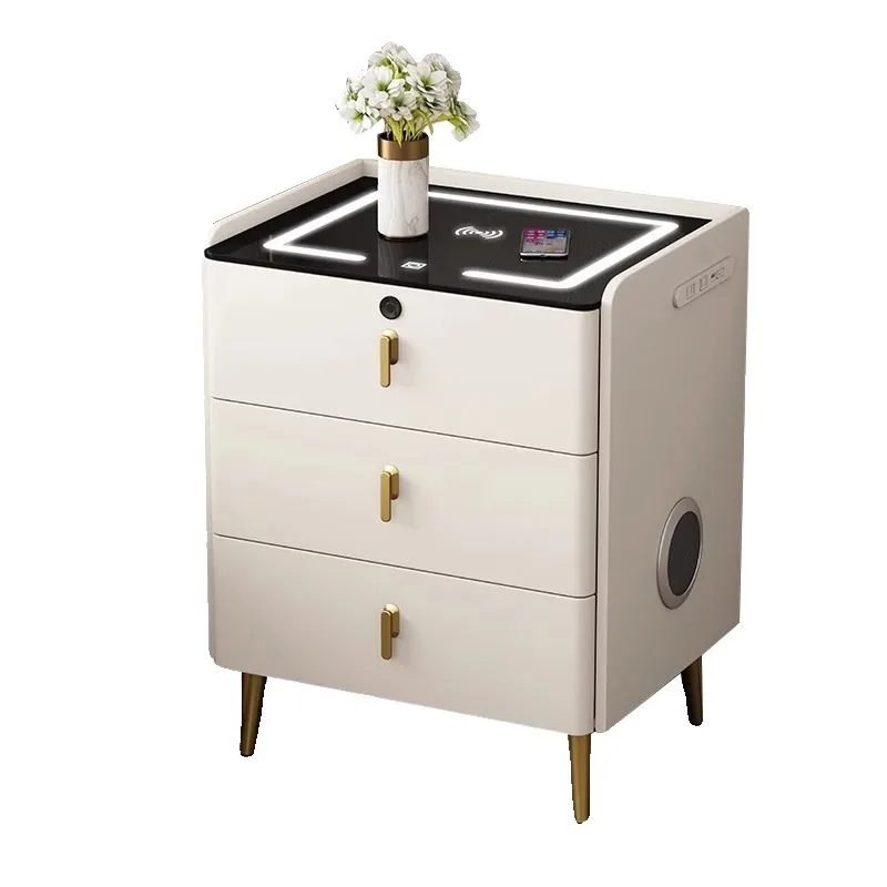 

Smart bedside table insurance high-end creative with password lock wireless charging multi-function bedside