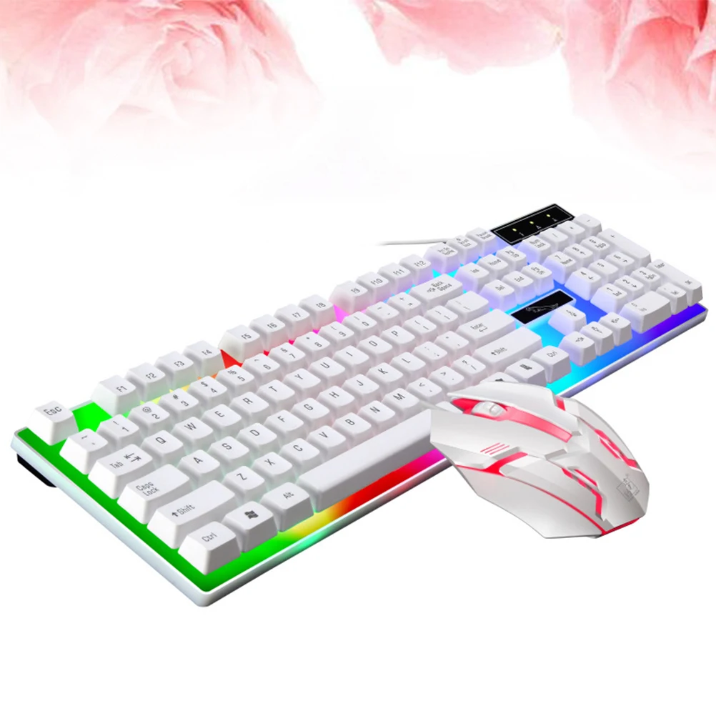 

Wired Keyboard and Mouse Set Gaming Usb Black Computer Keyboards Mice Accessories