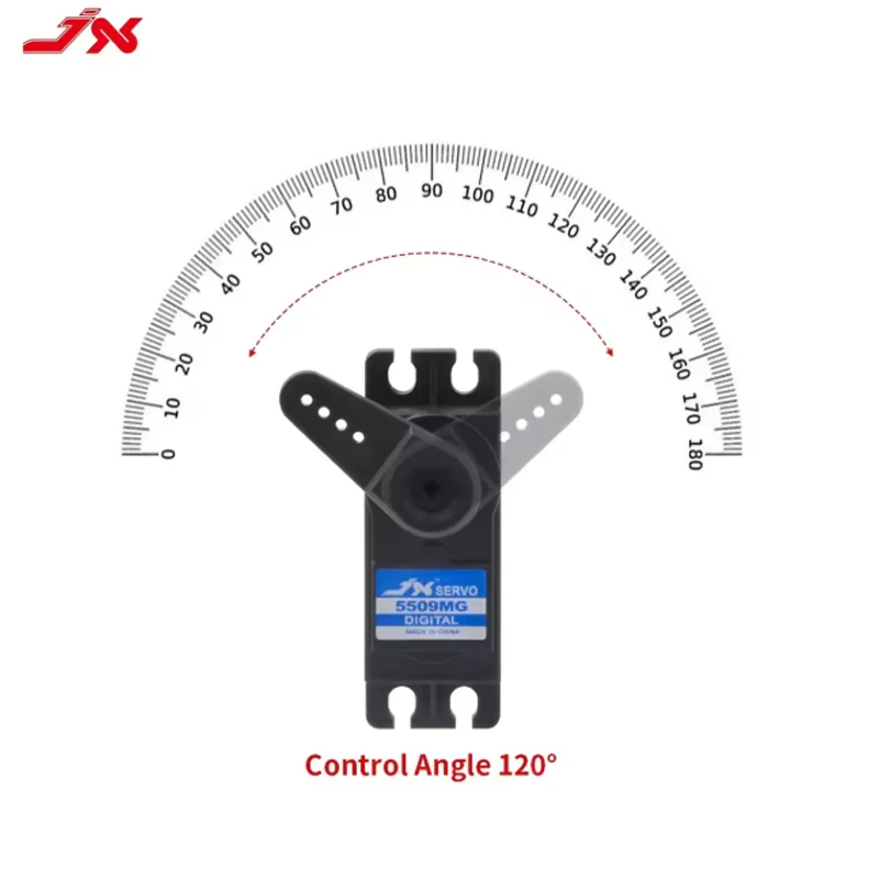 JX PDI-5509MG 고정밀 금속 기어 표준 디지털 서보, RC 자동차 비행기 로봇 암 180 각도 서보, 9kg, 55.6g