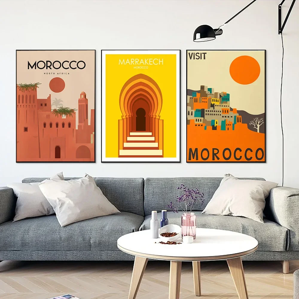 Classic Vintage Wall Art Morocco Marrakech Landscape HD Canvas Print Poster Home Living Room Bedroom Decorative Paintings