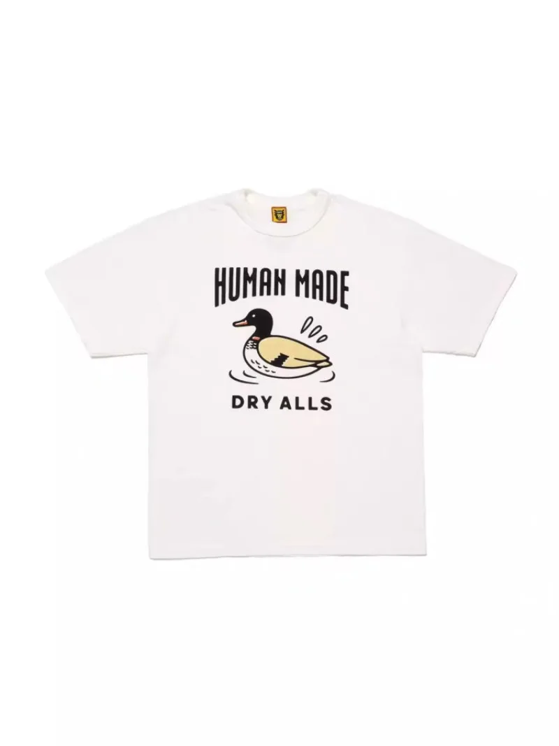 Human Made Cartoon Duck T-Shirt, Slub Cotton Tee for Couple Unisex