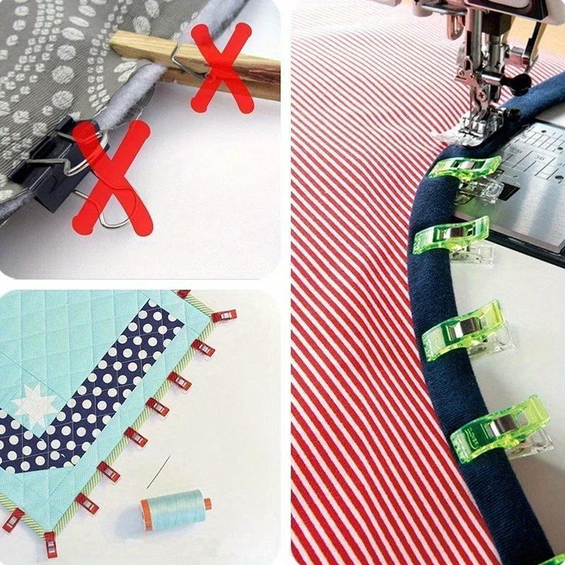 100/50/10 Stück Nähclips aus Kunststoff, Stoffclips, Nähzubehör, Taschenbindung mit Quiltstiften zum Fixieren von Stoffschichten – Detail 8