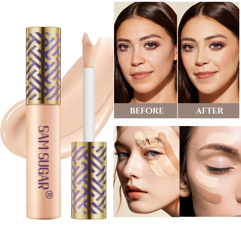 SAM SUGAR 6色コンシーラー＆リペアリングファンデーションリキッド 長時間持続、にじみにくい、自然な輝きのコンシーラーリキッド