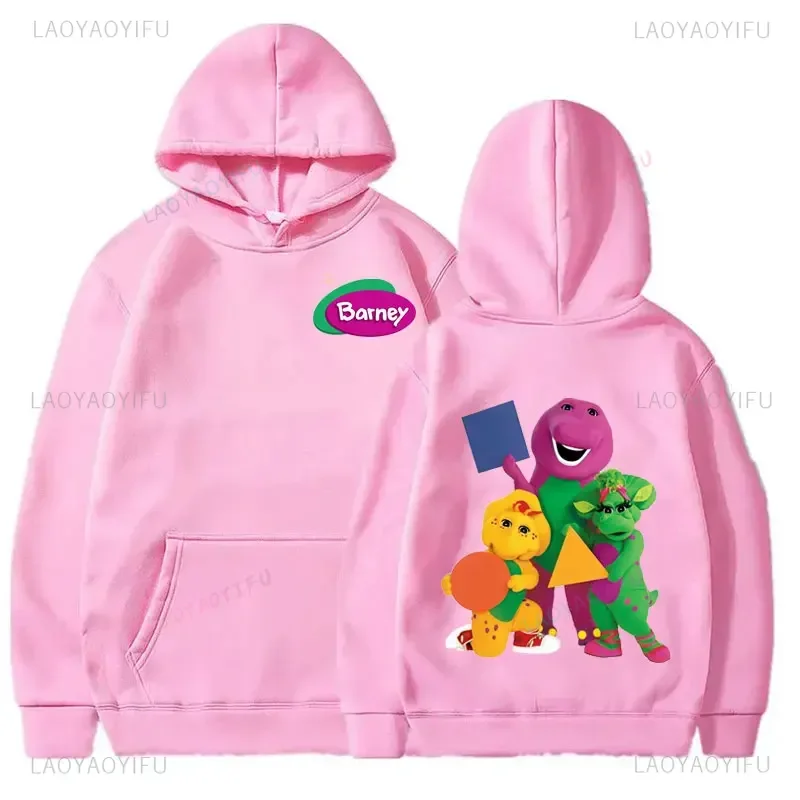 Funny Barney and Friends Printed Hoodie Cute Parent-child Clothing Purple Dinosaur Hoodies Fashion Autumn Warm Unisex Sweatshirt