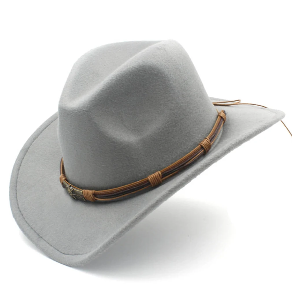 Damen Herren Cowboyhut Unisex Western Style Cowgirl Caps Fedoras mit handgefertigtem Hutband für Halloween Geburtstag Party Cosplay – Detail 13