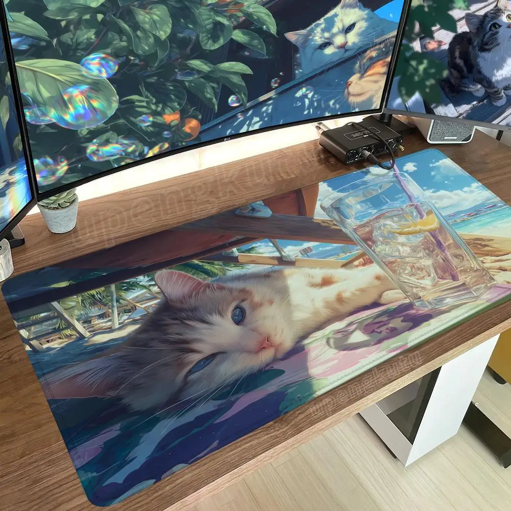 Cute cats and bubbles Mousepad Fast Delivery Keyboard Desk Mat Lock Edge Extend Mouse Pad Starlit Sky Office Table Protection