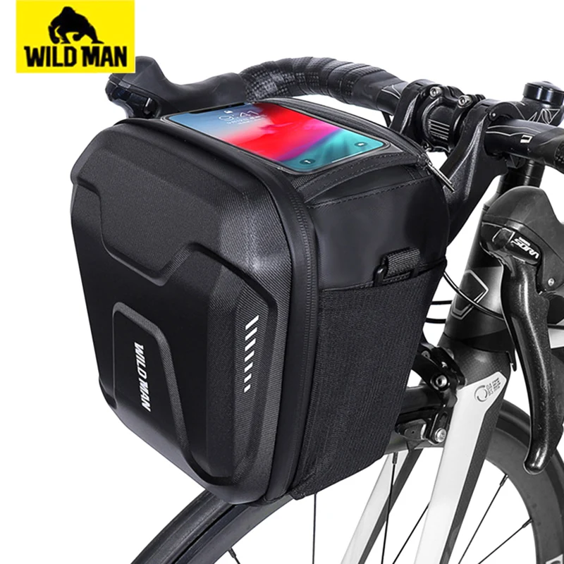 

WILD MAN Electric Scooter Bag Rainproof Bicycle Bag Cycling Bag EVA Hard Shell Handlebar Bike Bag Road Bike Mtb Accessories 3L