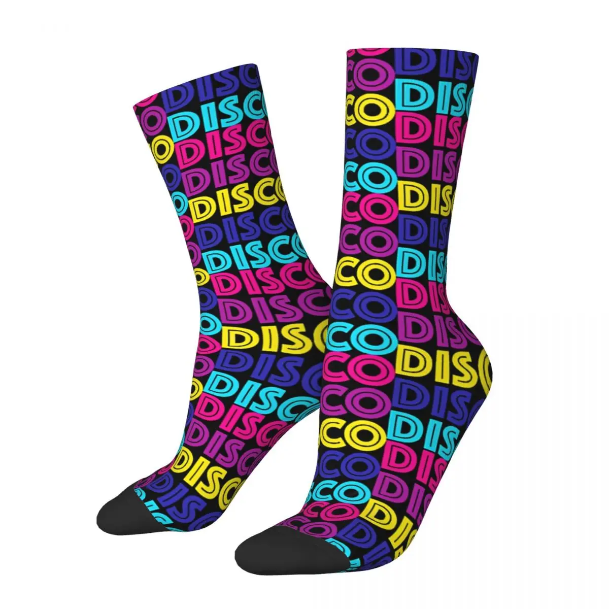 Happy Retro Disco Disco Disco Text Crazy Men's Socks Unisex Disco Party Harajuku Pattern Printed Novelty Crew Sock Boys Gift