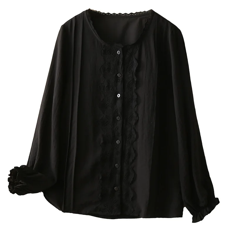 Size XL Women Shirt Autumn/Winter New Loose Long Sleeve Temperament Lace Ruffle Sleeves Blouses 2426