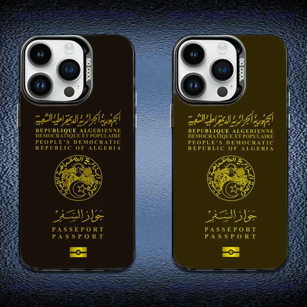 

Algerian Passport Phone Case For iPhone 17,16,15,14,13,12,11,X,Mini,Pro,E,MAX Black Candy Matte Shockproof Cover