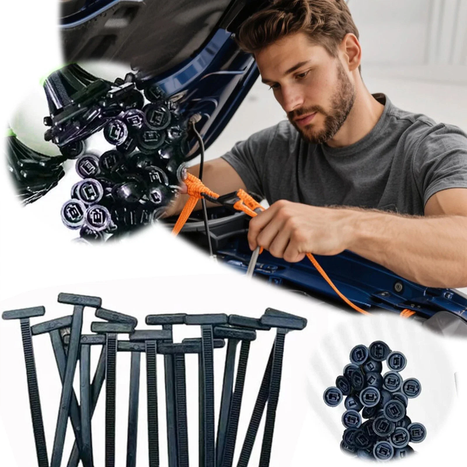 

20/50/100PCS Universal Nylon Multifunctional Zip Tie Buckle Through Nail Cable Tie Buckle Auto Fastener Screw Replacement Clip