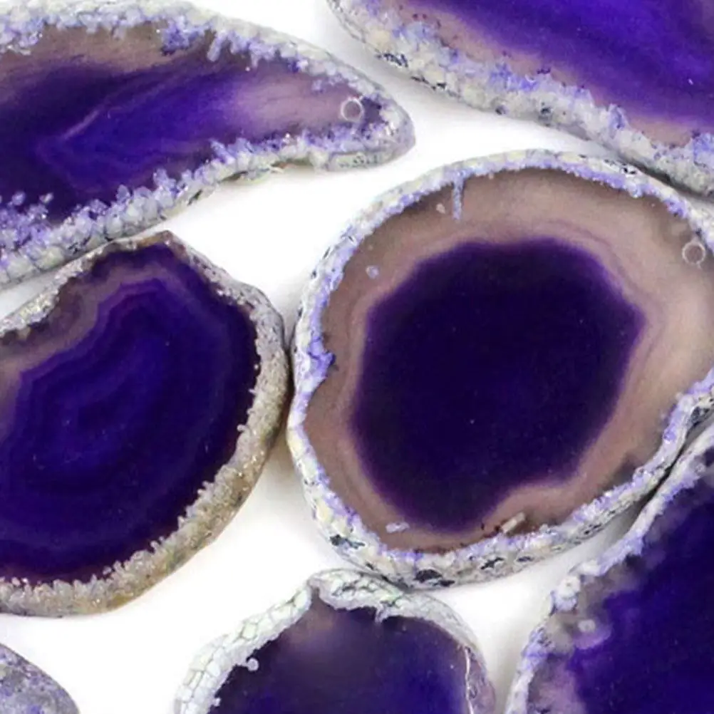 

5 pcs Irregular Natural Agate Stone Slice Plating Brim Diy Jewelry Hanging Accessories For Necklace Sweater Decor Purple 40-55Mm