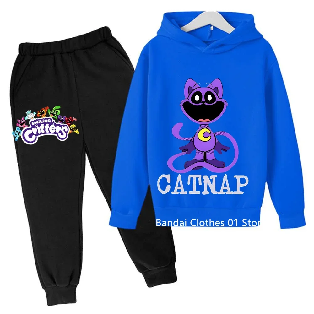

2024 Spring Animation Smiling Critters Boys and Girls Children's Cotton Hoodie + Pants Home Design Super Soft Activewear 4-14t