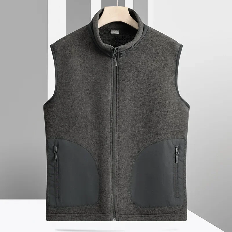 

Новая осенне-зимняя безрукавка, однотонная, повседневная, стандартная, теплая, утепленная, мужская, с воротником-стойкой, на молнии, жилет-куртка