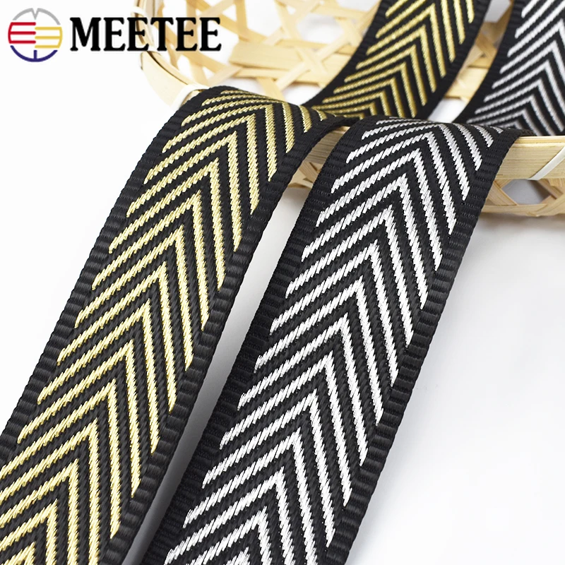 Meetee 2/5Meter 38mm Nylon Jacquard Ribbon Tape Decorative Webbing Band Bag Strap By The Meter Clothes Belt Sewing Bias Material