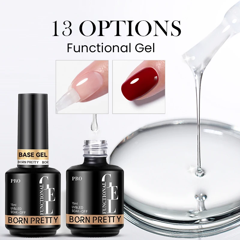 

BORN PRETTY PRO 15ml Self Leveling Rubber Base Gel High Pigment Top Coat Professional Nails Supplies for Salon