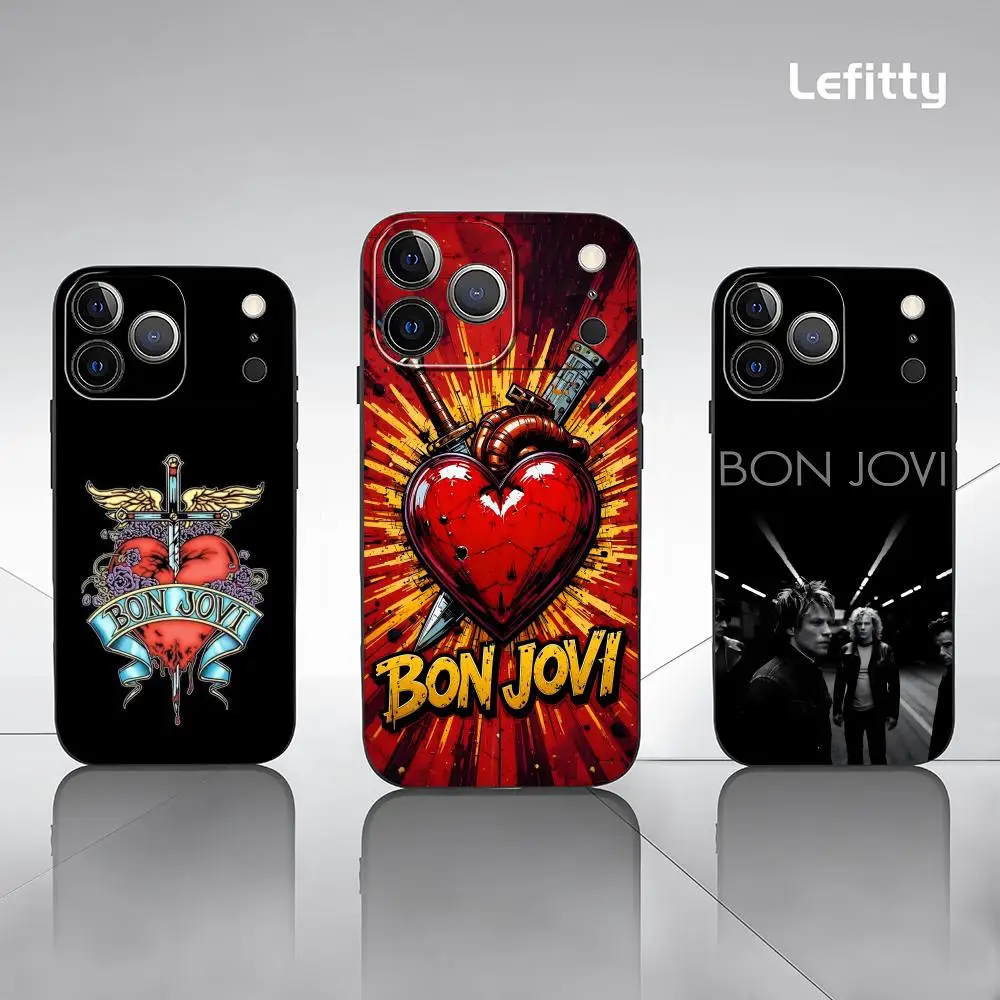 Band B-Bon J-Jovi Phone Case For IPhone 17 16 15 14 13 12 11 Pro Max Plus Mini Black Frosted Soft Shell Funda