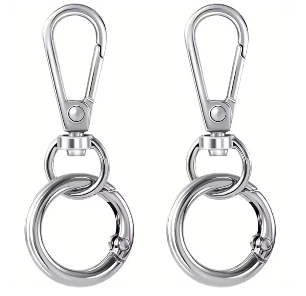 3/6/15 Sets Swivel Snap Hooks Double Opening Keychain Clip Rings Metal Lobster Claw Clasp for Hardware Crafts Lanyard Making view 3