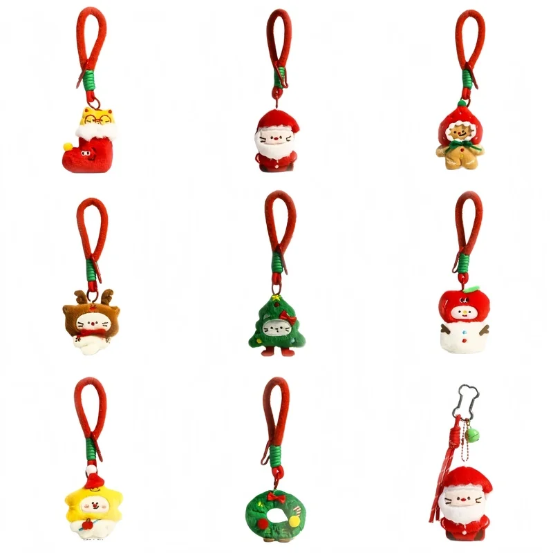 Christmas Tree Kitten Plush Doll Backpack Pendant Keychain Gingerbread Man New Year'S Festival Gift Party Decoration Snowman Elk