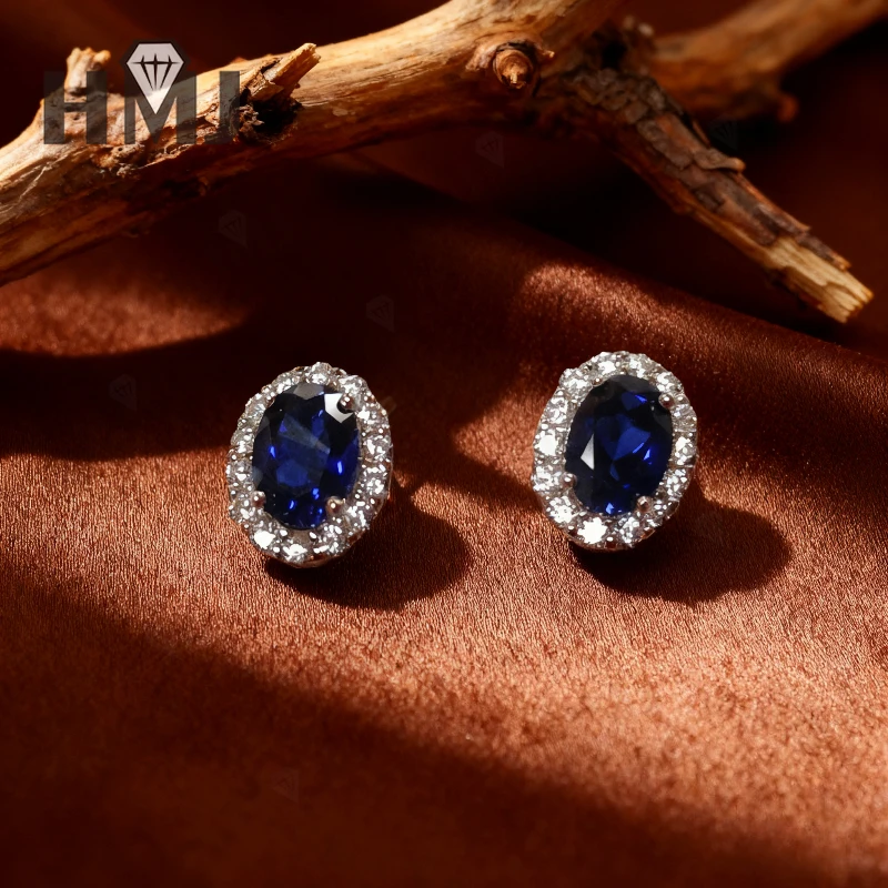 ルビー/サファイア/ラボグロウン コロンビアエメラルド オーバルカット イヤリング エレガント VVS1 ジェムストーン ジュエリー 女性へのクリスマスやイースターのギフトに最適