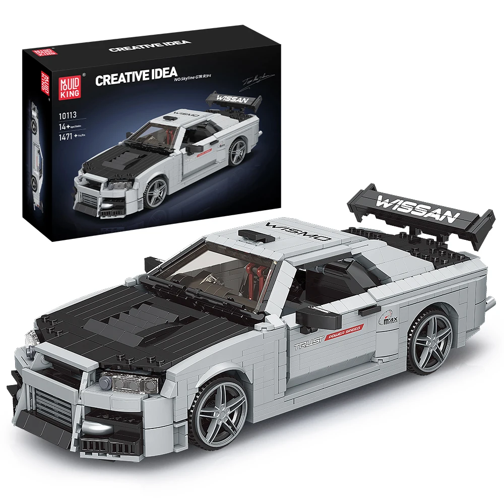 Mould King 10113 Technisches Auto-Spielzeug Der MOC Skyline R34 Sportwagen Baustein-Set Auto-Bausatz Kinder Weihnachtsgeschenk