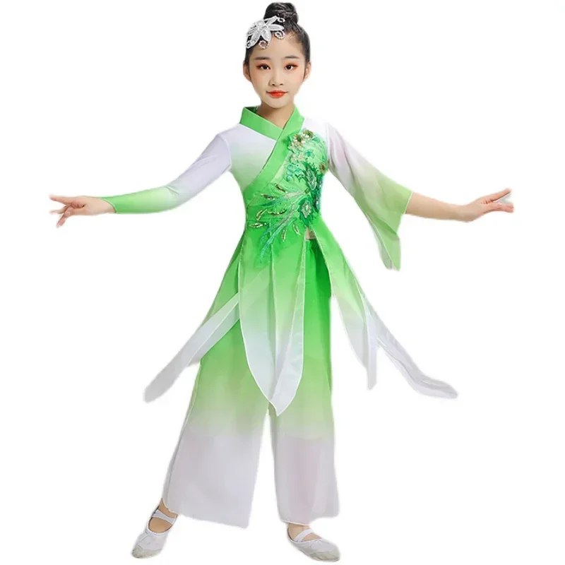 Tradycyjne ludowe kostiumy do tańca klasycznego dla dzieci Dziewczyny Yangko Parasol Wentylator Taniec Eleganckie kostiumy sceniczne Yangko