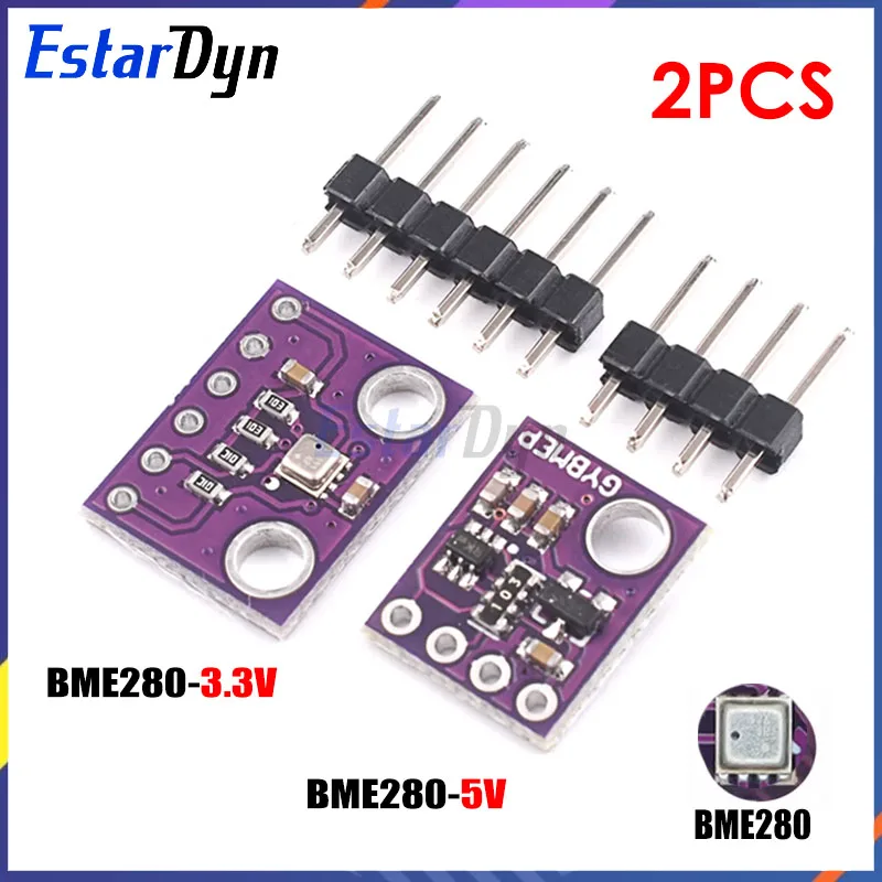 Estardyn 2 pièces BME280 3.3V 5V capteur d'altitude de pression barométrique numérique I2C/SPI Module de température et d'humidité de haute précision