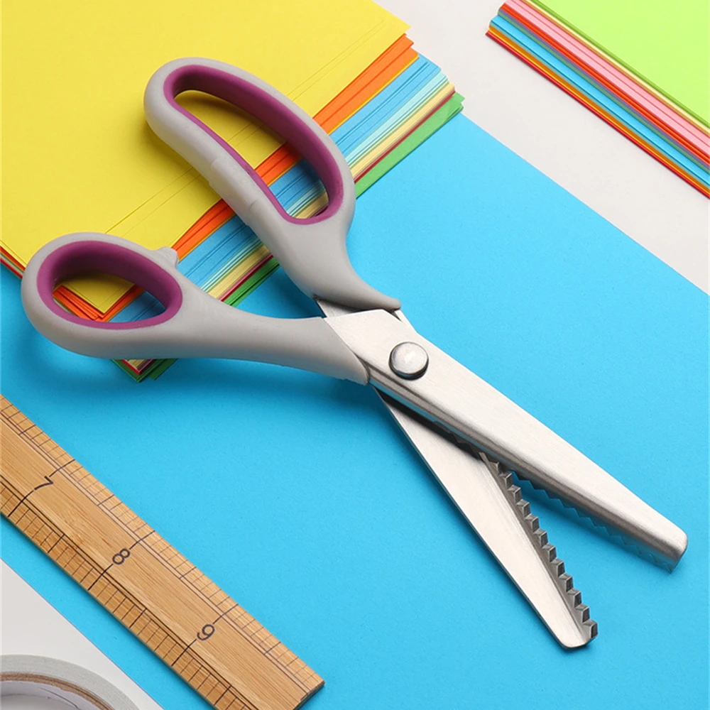 Chisel Pinking Shears Stainless Steel Dressmaking Scissor Serrated Scalloped Sewing Tailor Zigzag Fabric Scissors