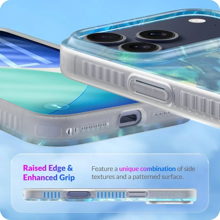 iPhone 17 Pro ケース - 海の波柄 耐衝撃スマホカバー 衝撃吸収バンパー付き