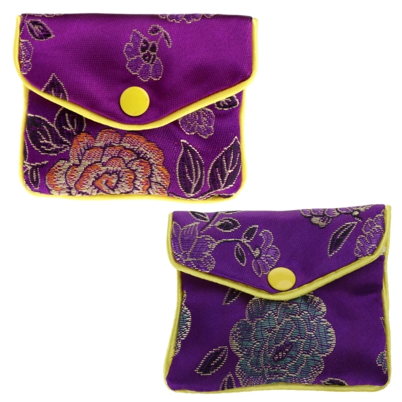 New Premium Jewelry Silk Roll Wrap Gift Bags Traditional Silk Travel Chinese Embroidery Jewelry Bag