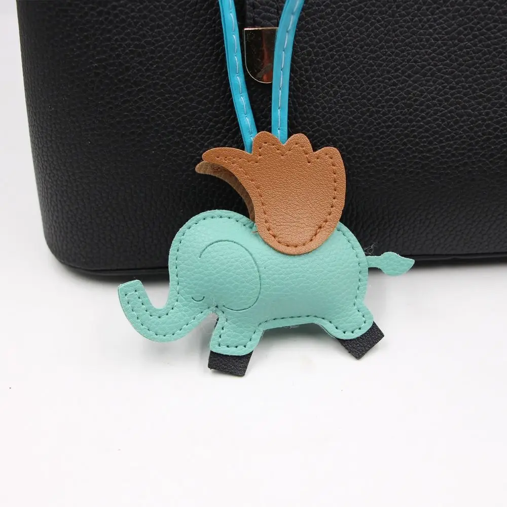 Flying Wings Elephant Keychains Women Camel PU Leather Hanger Pendant Decoration For Bag Car Keyring Accessories Gifts