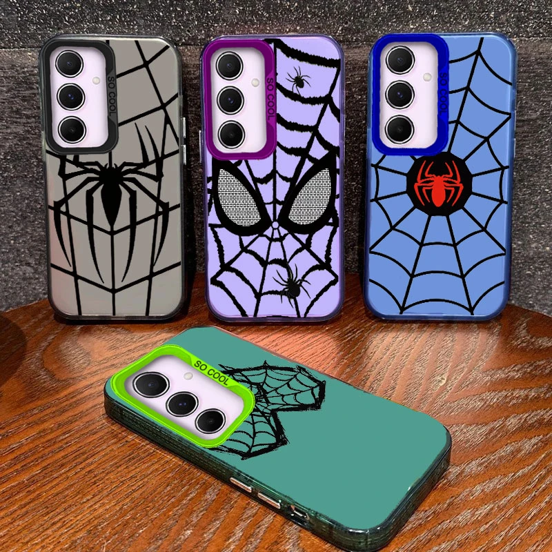 Funda de teléfono con tela de araña negra de dibujos animados para Samsung Galaxy A55 A16 A54 A14 A24 A34 A13 A15 A25 A35 funda de silicona impresa a prueba de golpes