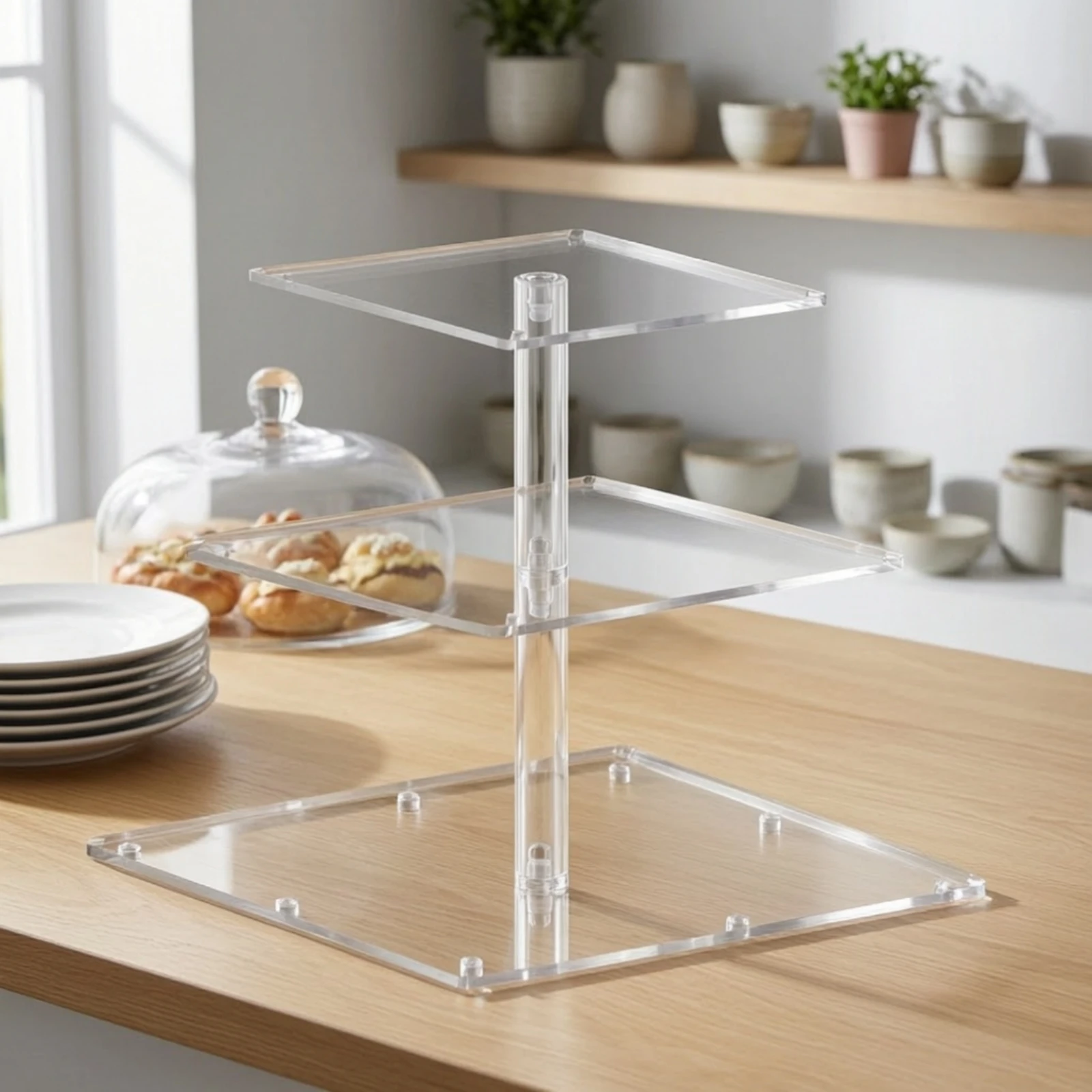 Tabletop Dessert Display Stand Square Acrylic Display Stand with Light Box Displays Non-Slip Multi-Functional for Event Planners