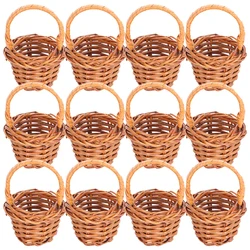 12pcs Dollhouse Wicker Basket Mini Shopping Christmas Tree Decorations Photography Prop miscellaneous items, flower baskets