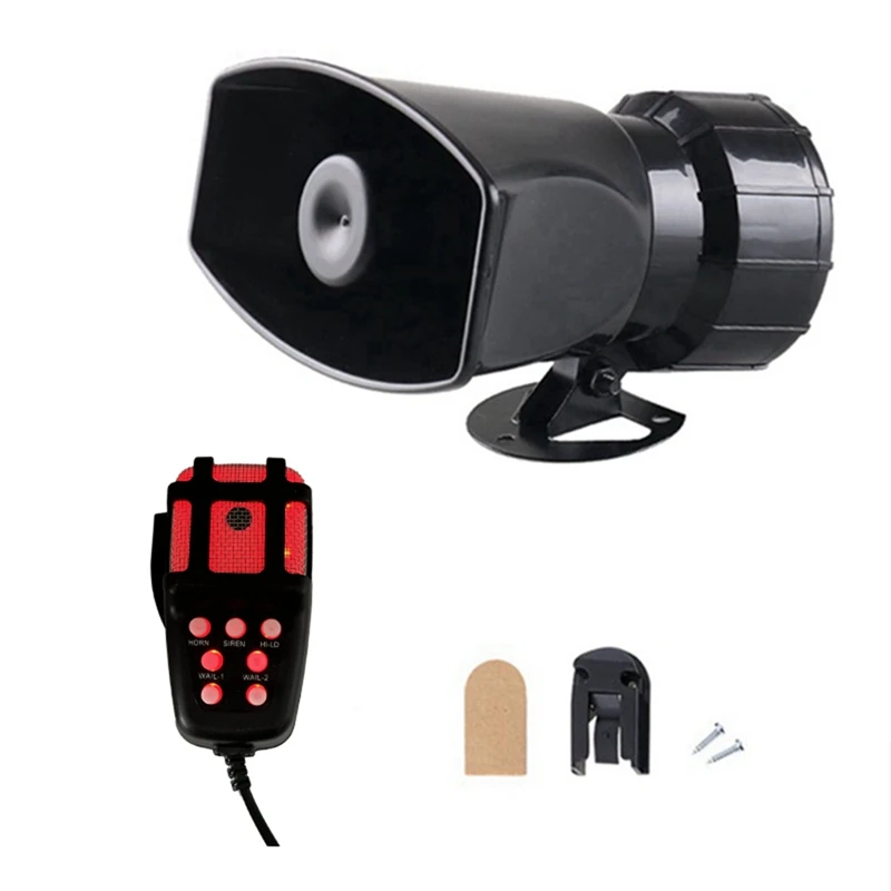 Mic PA System Emergency Amplifier Hooter Police Siren Air Horn Tone Car Horn Car Warning Alarm Speakers Loud Accessories B