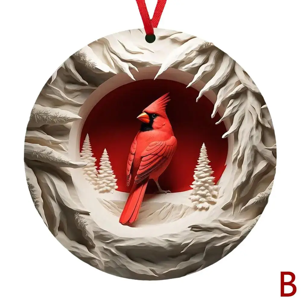 2D Red Cardinal Christmas Ornaments Wooden Cardinals Birds For Christmas Tree Ornament Decorations 2023 New Year Gifts H5E9