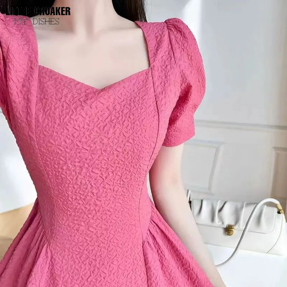 Youthful Prom Dress Vestido De 15 Mas Vendido Simple Puff Sleeve Hot Pink Cocktail Dress for Women