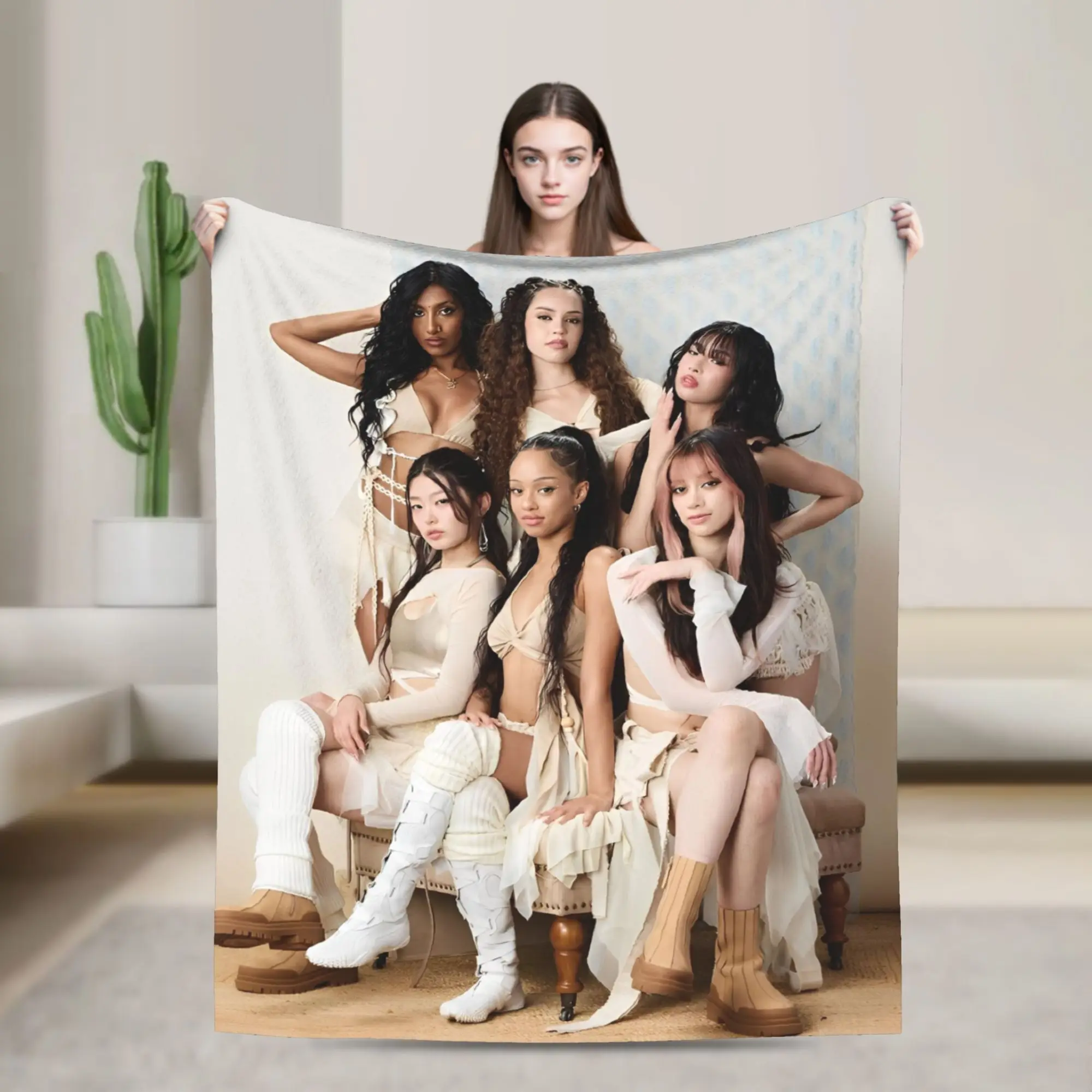 Katseyes Members Kpop Blanket Idol Flannel Novelty Soft Throw Blanket for Chair Covering Sofa All Season