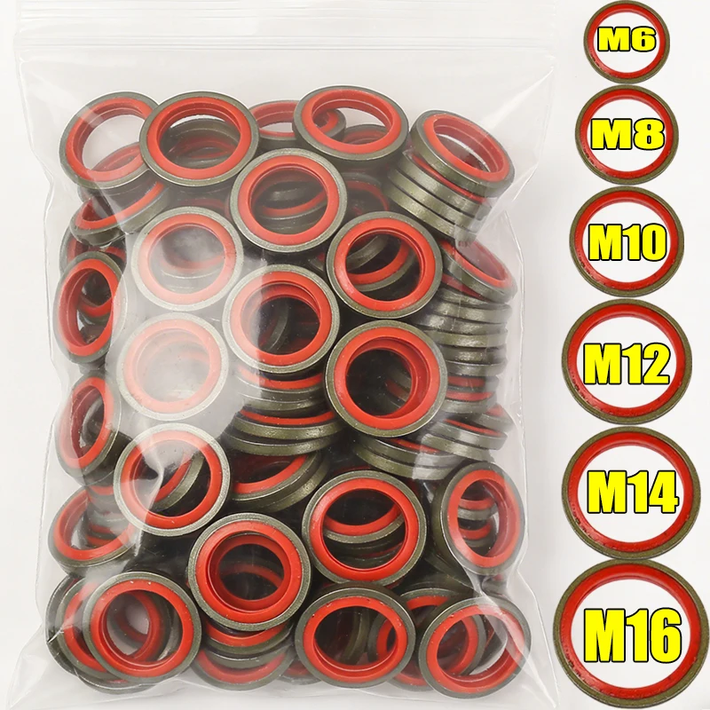 Junta de sellado universal M6-M16 de caucho nitrilo galvanizado para tapón de drenaje de aceite de coche, protección contra fugas en sistemas de motor.