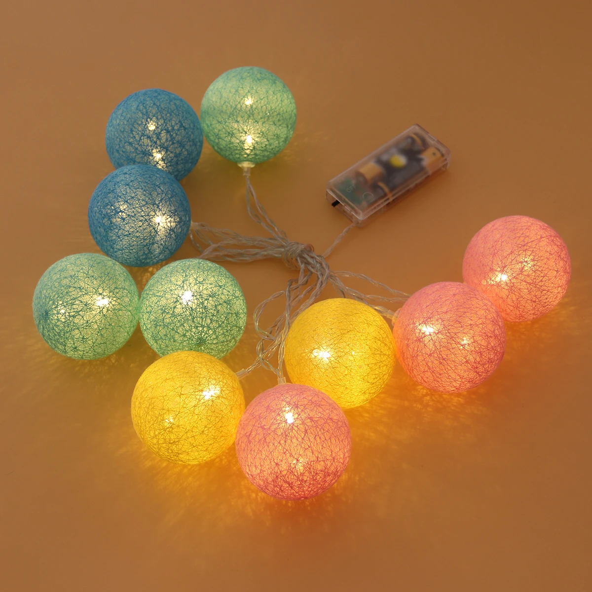 الحلوى الملونة LED ضوء سلسلة 2M خيط القطن الكرة ديكور مهرجان عيد الميلاد حفل زفاف رومانسية جو الإضاءة