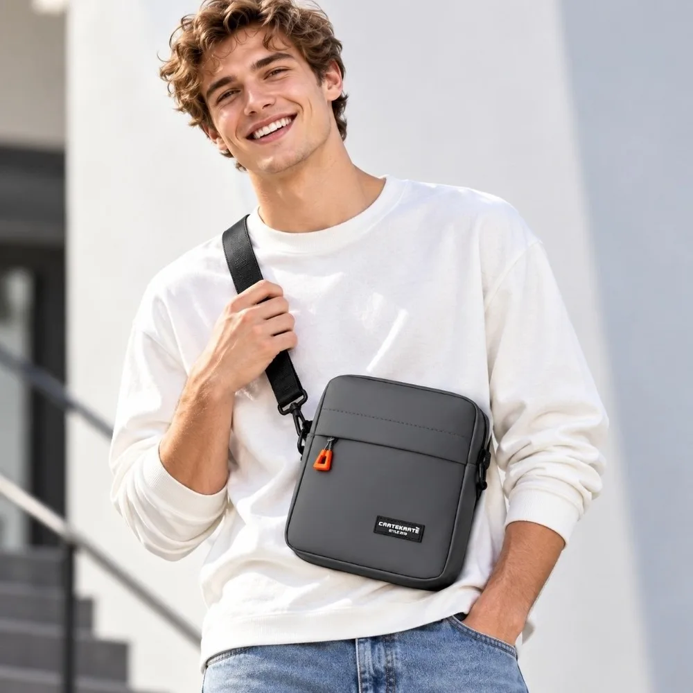 Fashion Large Capacity Men Crossbody Bag Lightweight Street Messenger Bag Casual Waterproof Shoulder Bag Hiking Trips