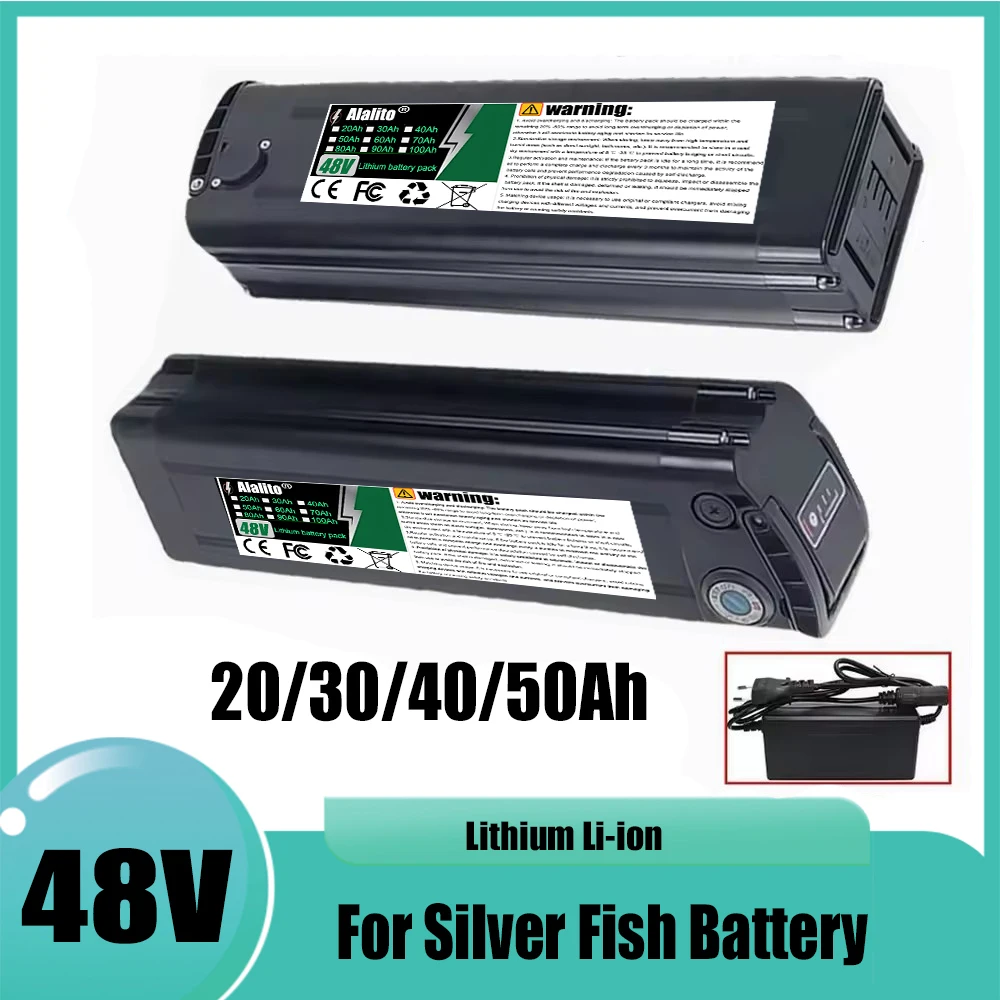 48V 20Ah-50Ah， Built in BMS protection, for Silver Fish lithium battery pack, compatible with 250W-1000W motors