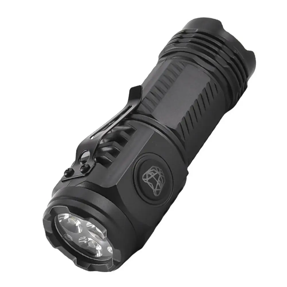 New Product Three-eye Bright Flashlight Charging With Pen Mini Portable Abs Light Strong Magnetic Side Clip N5L9