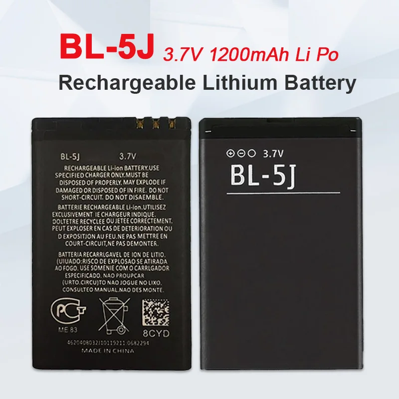 Batería BL 5J para teléfono móvil, pila recargable de 1200mA para Nokia X6, X1-01, N900, C3, 5230, 5233, 5802i, 5235, 5900, 5800, Bl-5j